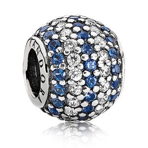 Authentic Pandora Retired Nautical Pave Lights Blue Nano Crystal 925 ALE Charm